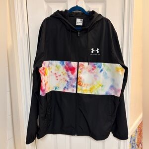 Men’s Under Armour United We Win Full Zip Black Tie-Dye Jacket Size XXL